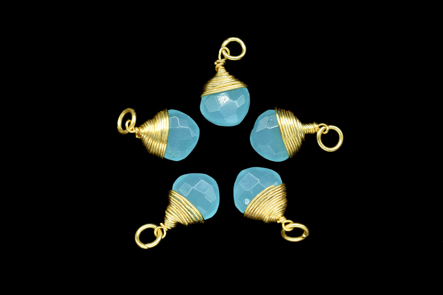 Aqua Chalcedony Faceted Wire Wrapped Connectors,Square Shape Gemstone Pendants,loop Connector,Wire Wrapped Necklace,Beaches Jewelry making