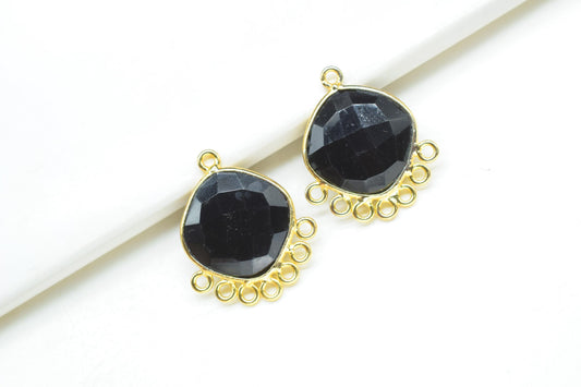 Black Onyx 14mm Cushion Bezel Charms/Gemstone Single Bail/Component charm/Handmade Jewellery Connectors/Women Jewelry/Handmade Connector