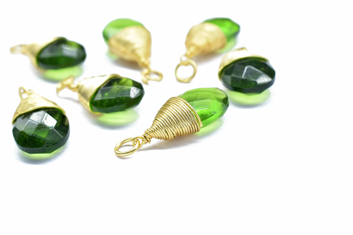Peridot Teardrop Faceted Connector,Green Gemstone Wire Wrapped Pendant,Loop Connector,Pendant Jewelry,Wire Wrapped Necklace,Peridot Jewelry
