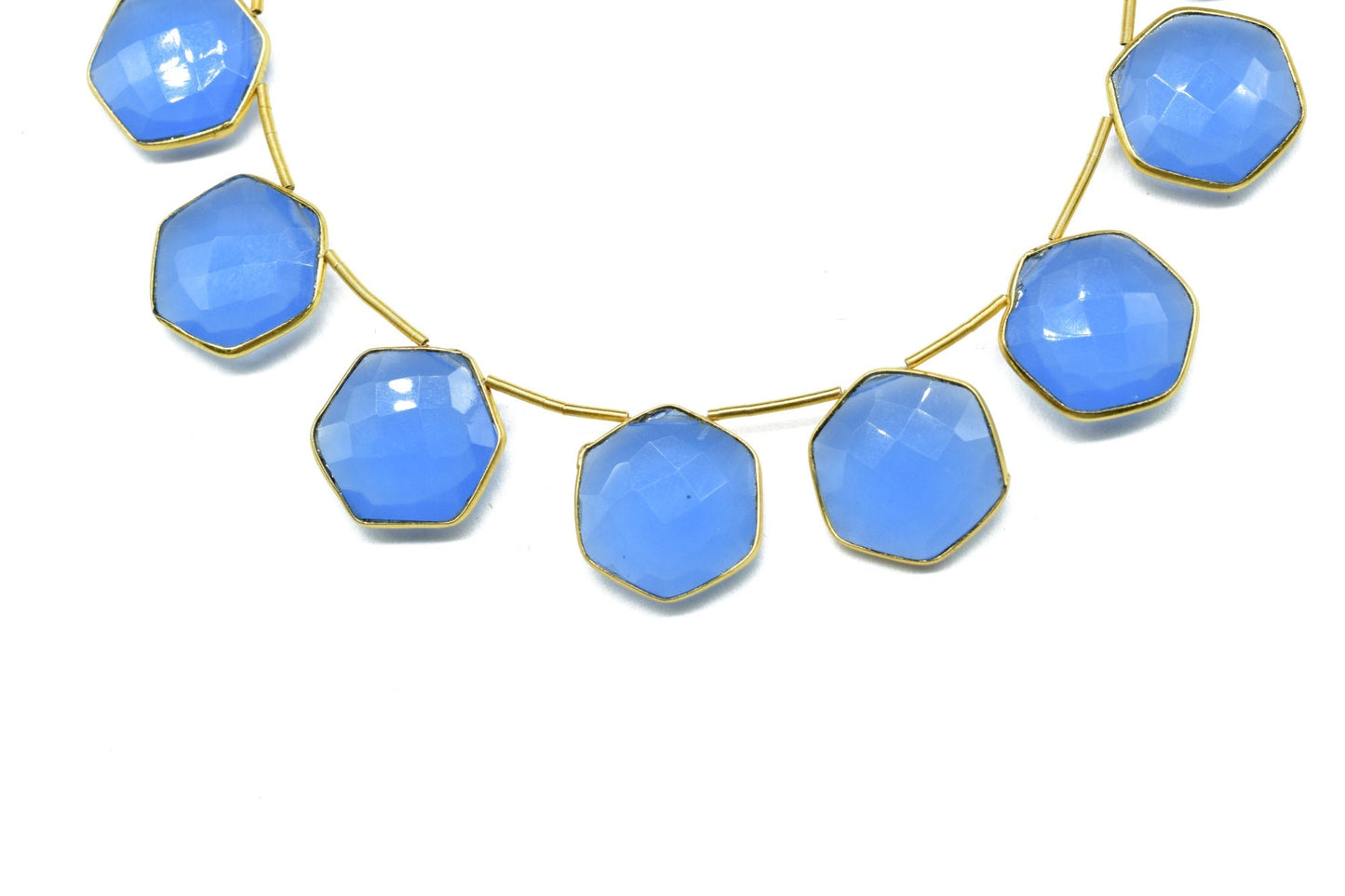 Blue chalcedony 15mm Hexagon shape charms 10 pieces strand pack,Blue chalcedony side drilled charms, bezel,Gemstone Hexagonal Charm,Jewelry