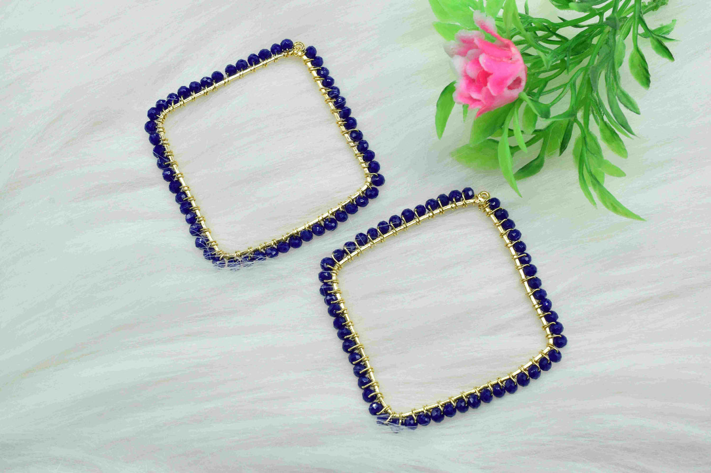 Lapis Lazuli Beaded Earring Connector,Gemstone Wire Wrapped Components,Dangle Earring Component,Finding Necklace,Pendant Jewelry Connectors,