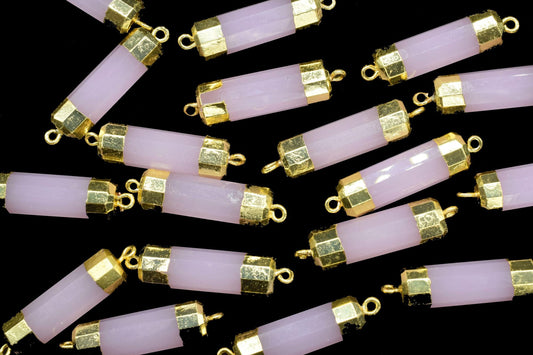 Rose Chalcedony Point Pendants,Handmade Pencil Charms,Gemstone Jewelry Making Supply,Double Bail Pointed Connectors,7x25mm Faceted Jewelry