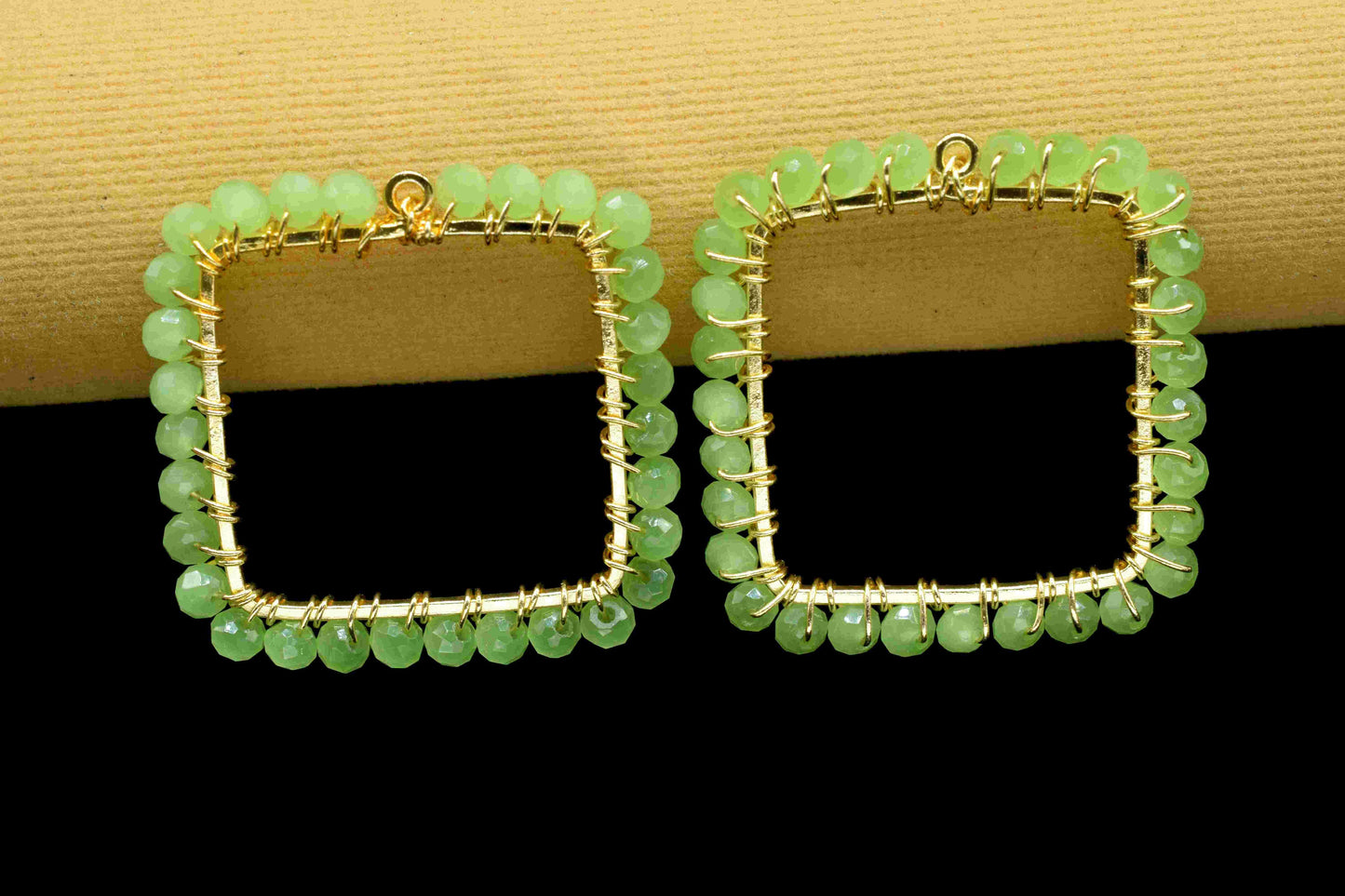 Prehnite Wire Wrapped Dangle Connector,Handmade Earring,Beaded Earring Connector,Finding Necklace Component Jewelry,Gemstone Components,Gift