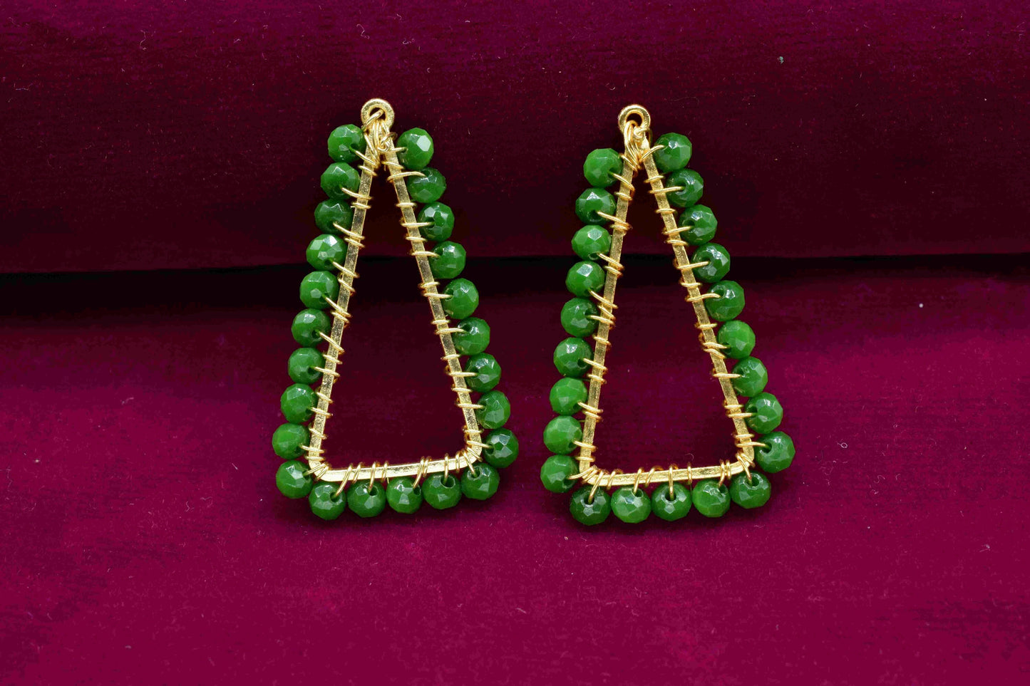 Emerald Quartz Wire Wrapped Dangle Earring,Gemstone Component,Handmade Connector,Finding Necklace,Component Jewelry,Beads Triangle Connector