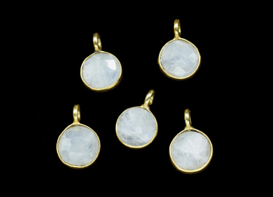6mm Round Moonstone Earring Connectors, Earring connectors Jewelry, Gemstone Bezels Connectors,Earring Findings,Jewelry Craft Supplies, Gift