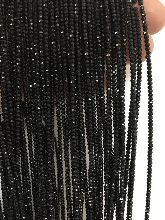 Natural Black Spinel Faceted beads,AAA quality beads,Jewelry making beads,Semi Precious beads,Spinel rondelle beads,Tiny beads, stone beads