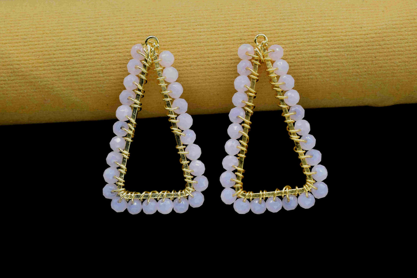 Pink Chalcedony Wire Wrapped Triangle Shape Earrings,Gemstone Component,Handmade Connector,Finding Necklace,Component Jewelry,Connector,Gift