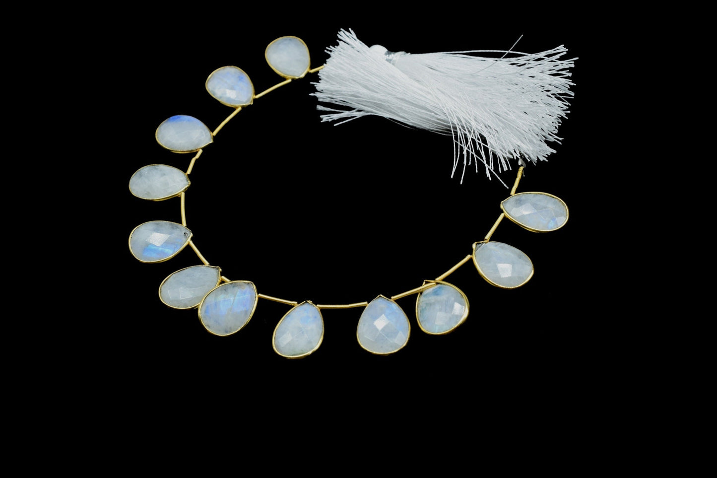 Moonstone Pear Shape Gold Plated Bezel strand,10x14mm pear Charms Making Jewelry Findings Supply, Moonstone Bezel charms,Moonstone Jewellery