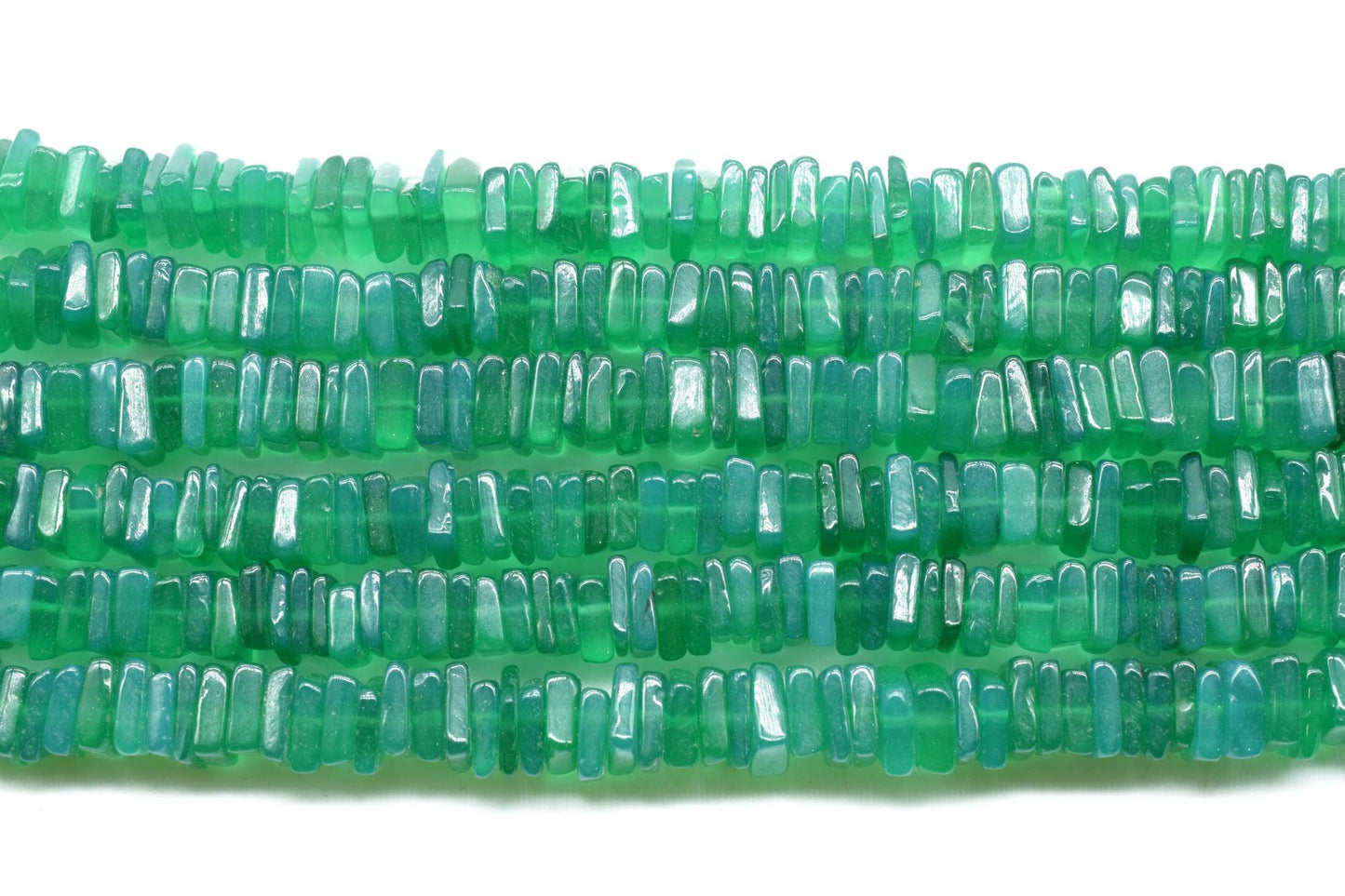 Green onyx Heishi Square Beads, 100% natural stone (4-6 mm stone, 8'' strand), Flat Cube Shape, Plain Polished, Suitable to make necklace