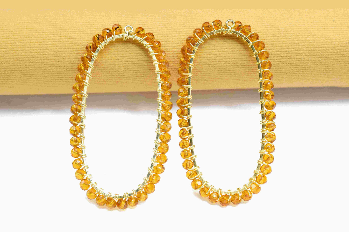 Citrine beads Finding Connector,Oval Pendant Component,Handmade Connector,Finding Necklace,Beaded Finding Component,Citrine Quartz jewelry