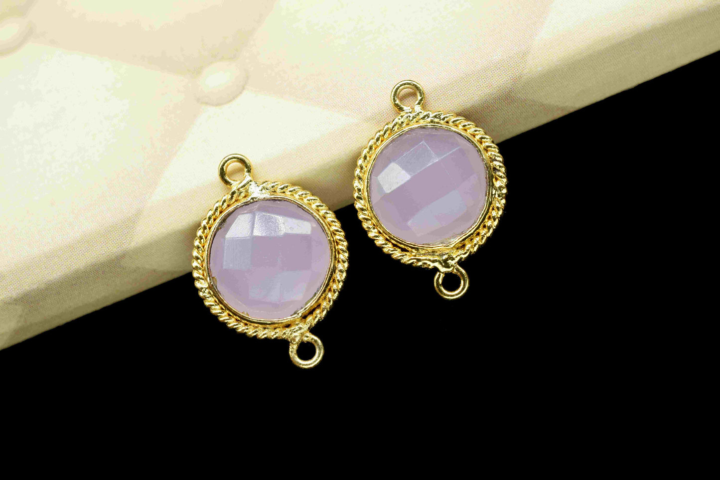 Rose Quartz 10mm Round Shape Charm,Checker Cut Rose Quartz Pendant,Rose Quartz Charms,Gemstone Bezels Connectors,Rose Quartz Charms Jewelry
