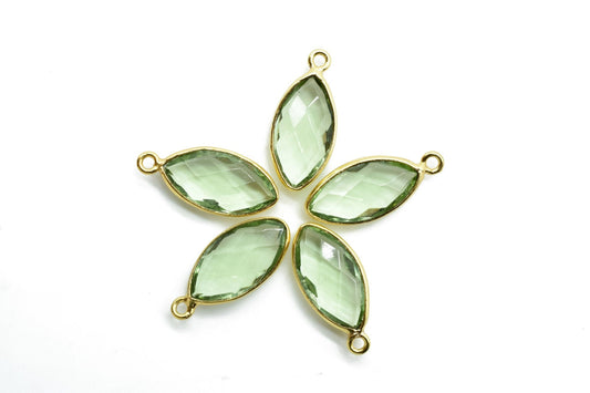 Green Amethyst 8x16mm marquise shape Single bail Connectors,Green Amethyst Single Bail bezel link,Jewelry making supplies,Single Bail Charms
