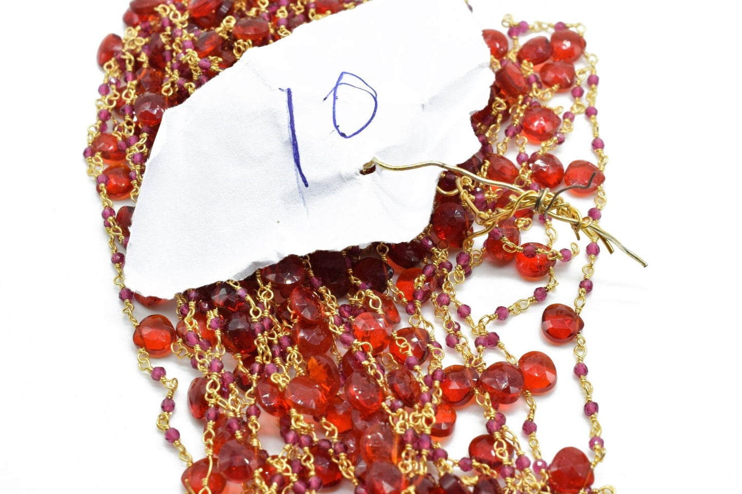 Carnelian,Pink chalcedony 2mm Beaded & Heart shape Chain,Beaded Wire Wrapped Gemstone Beads,Faceted Rosary Chain,Gemstone rosary style chain