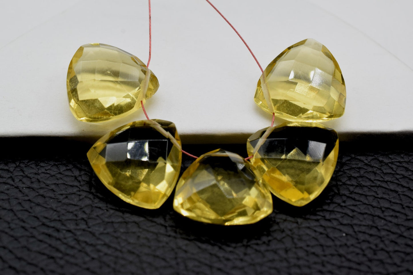 Natural Citrine Faceted Trillion Briolettes,Side drilled Briolette,Golden Yellow Citrine Faceted Gems,Handmade Briolette,November Birthstone