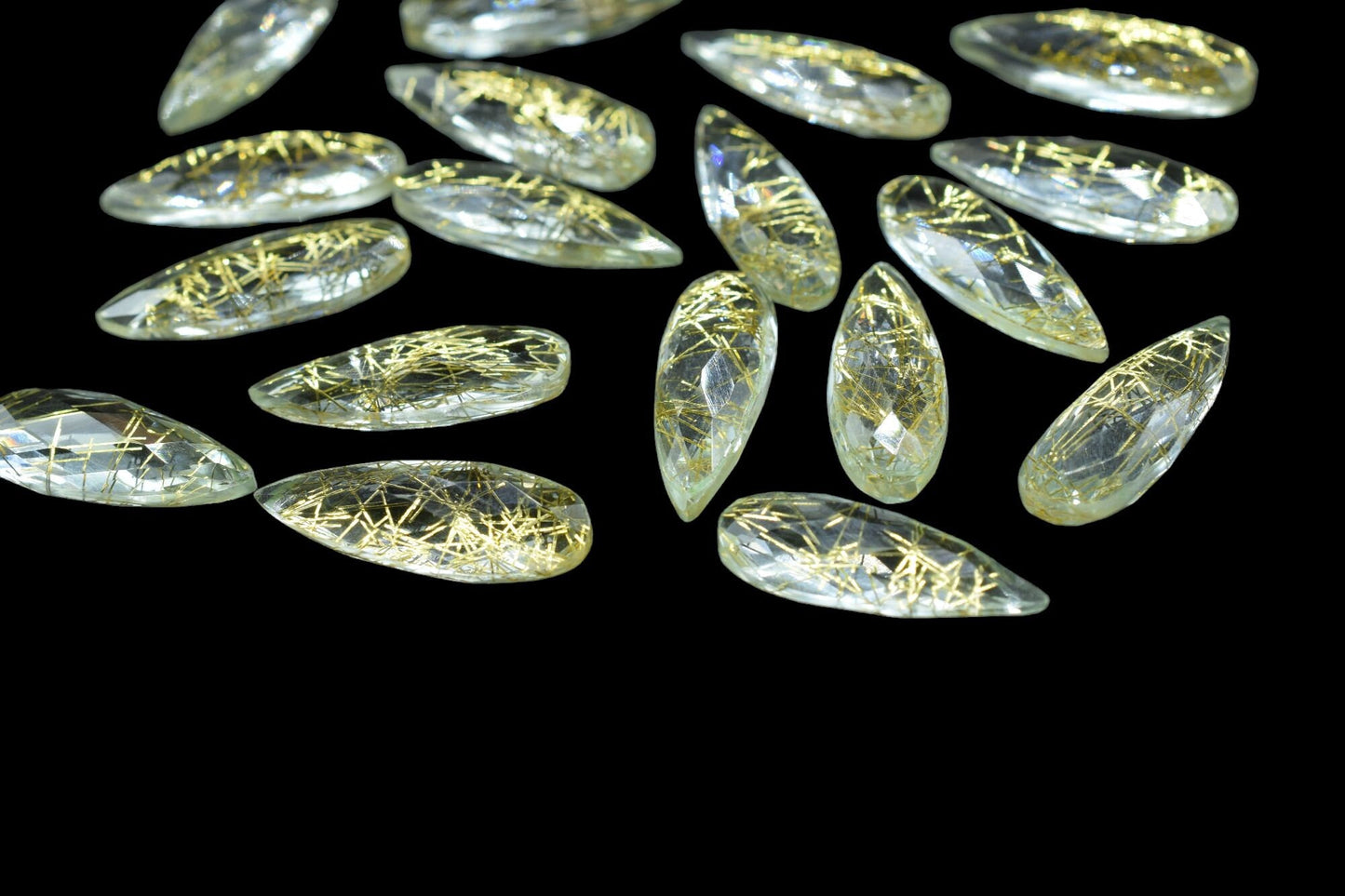 Golden Rutile Quartz Faceted 10X30mm Pear Shape Briolettes,Rutile Faceted Teardrop,Golden Rutilated Quartz Teardrop Briolettes,Gemstone Bead