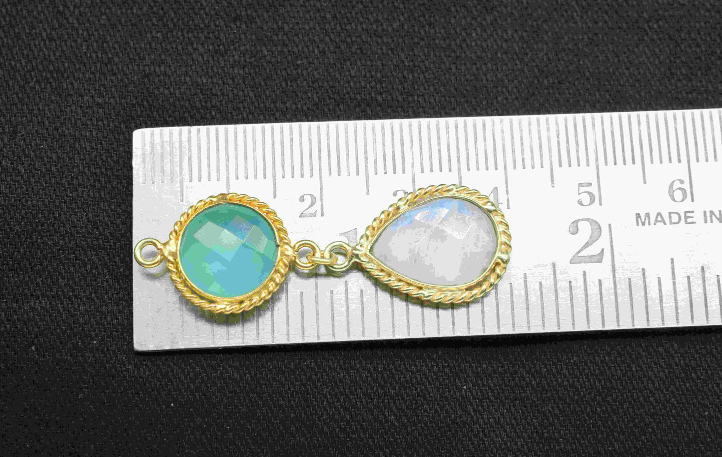Moonstone  Pendant Charms , Aqua Chalcedony Dangle Earring Component , Multi Gemstone Dangle Earring , Component Jewelry , B'day Gift