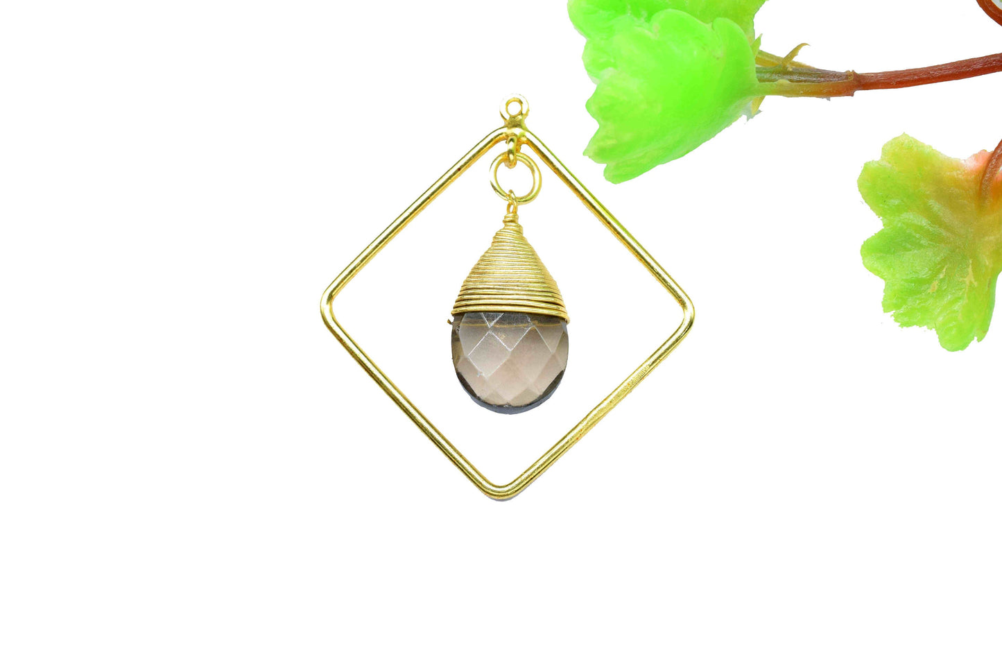 Handmade Square Pendants,Finding Square Connectors,Teardrop Beads Dangle Earring,Station Link Supply,Gemstone Jewelry,Wire Wrapped Component