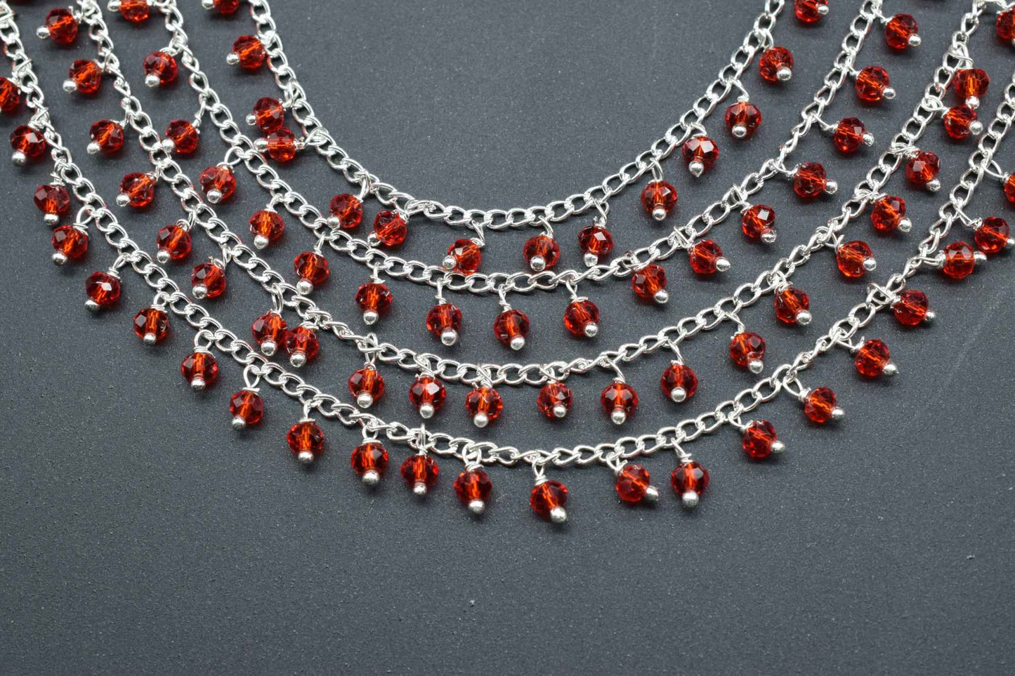 Ruby Quartz Dangling Chain,Red Ruby Cluster Rosary,Wire Wrapped Beaded Chain,Chain By Foot,Finding Beads,Unqiue Rosary,Jewelry Making Chain,