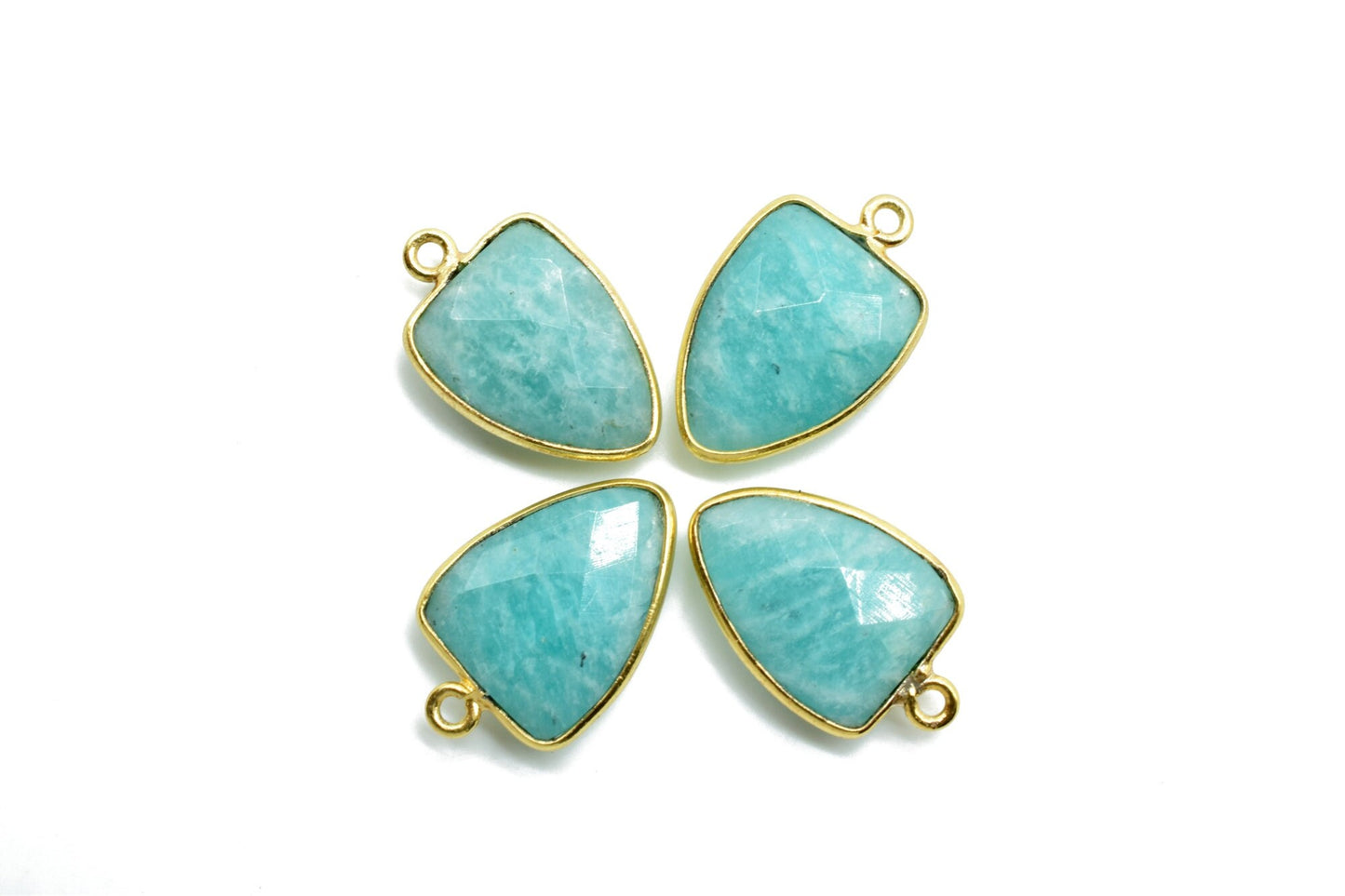 Amazonite 12x15mm Triangle shape pendant,Amazonite single loop connectors,Amazonite Faceted Bezel Link Connector,Amazonite fancy connectos