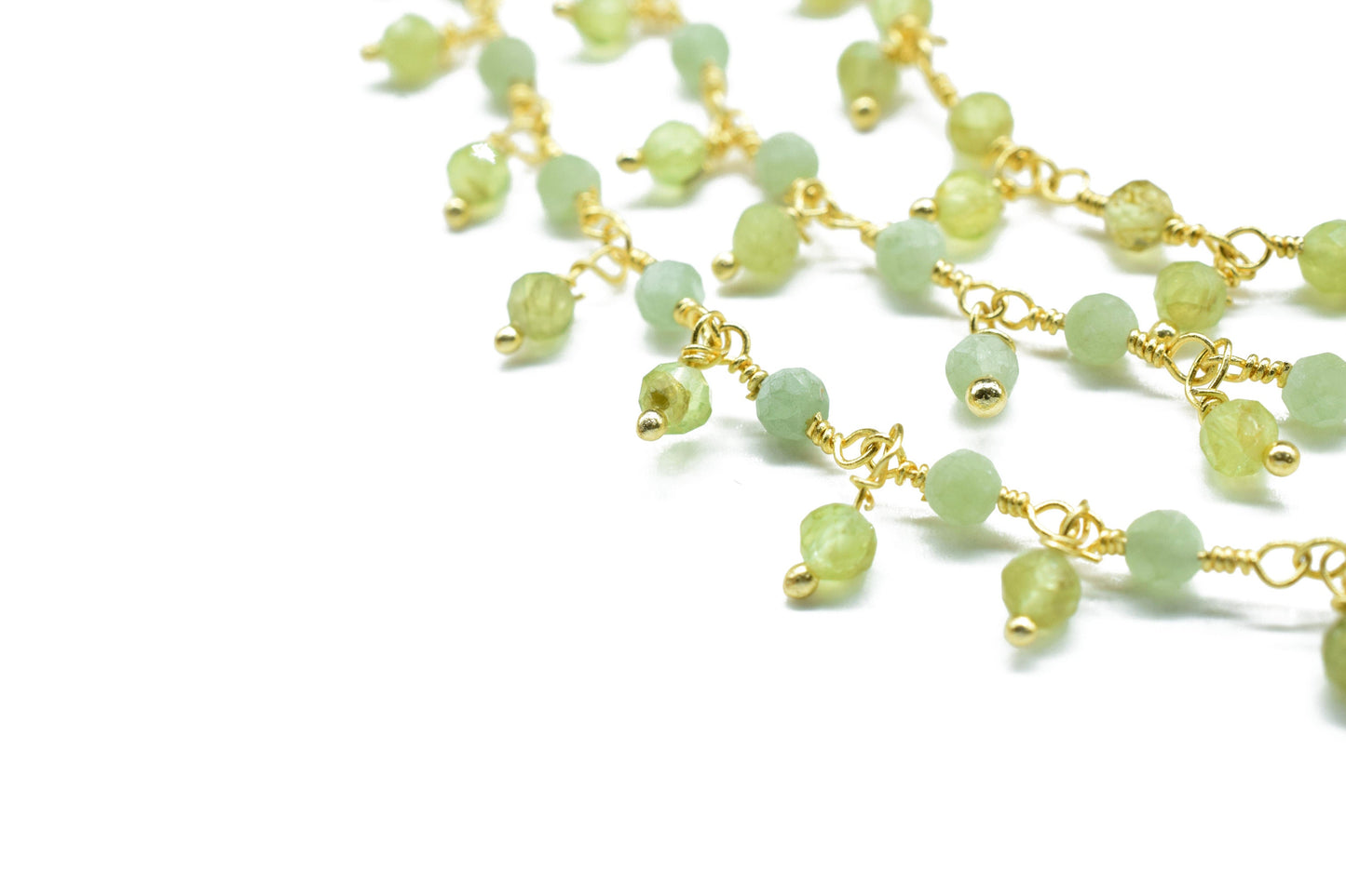 Natural Peridot Cluster Rosary Chain,Wire Wrapped Necklace Chain,Peridot 3mm Dangling Chain,Gemstone Rosary Chain,Handmade Jewelry Carft