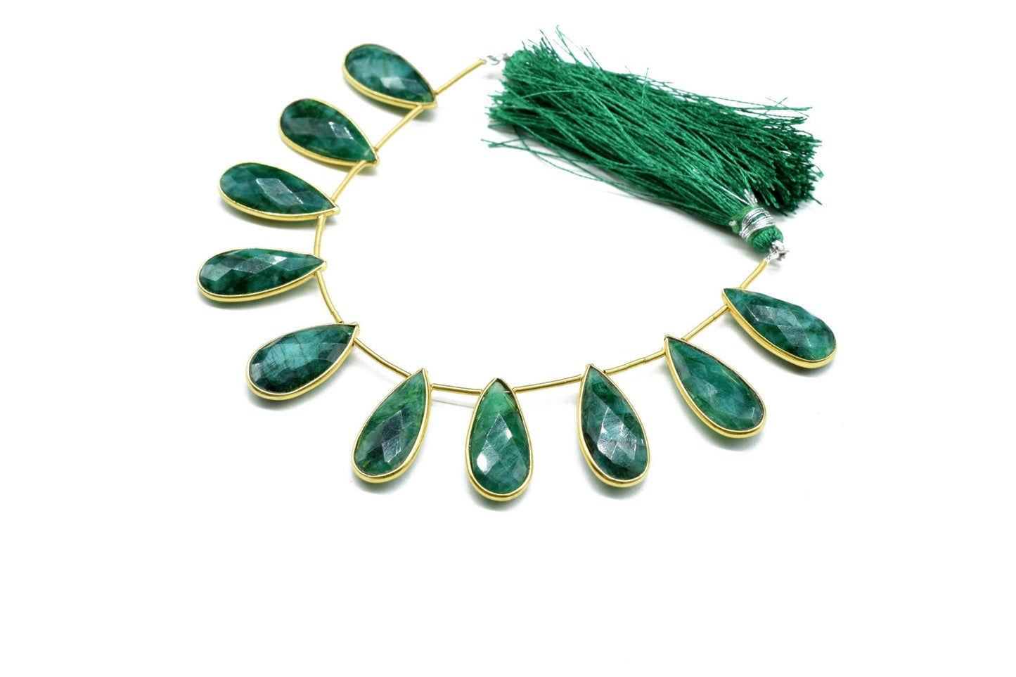 Emerald 8x20mm Pear shape charm 10 pieces strand,Checker Board cut Emerald Pendant,Emerald Pear Briolettes,Emerald single bail connectors