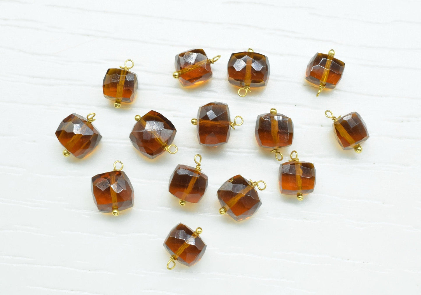 Whisky Quartz Component pendant Charm,Handmade pendant Jewelry,3D Cube Box pendant,Gemstone 3D Cube Beads,Whisky Quartz pendant Connector