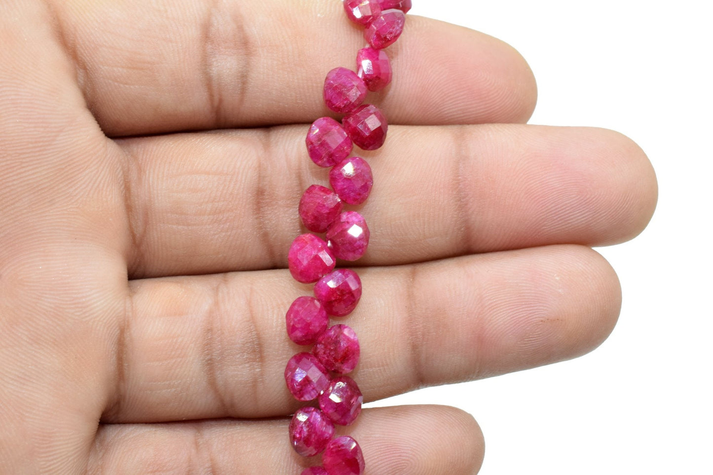 Natural Ruby Heart shape 6mm Briolettes,Jewelry making supplies,craft supplies,Super Genuine Ruby Faceted Heart Shape beads Briolettes,Ruby