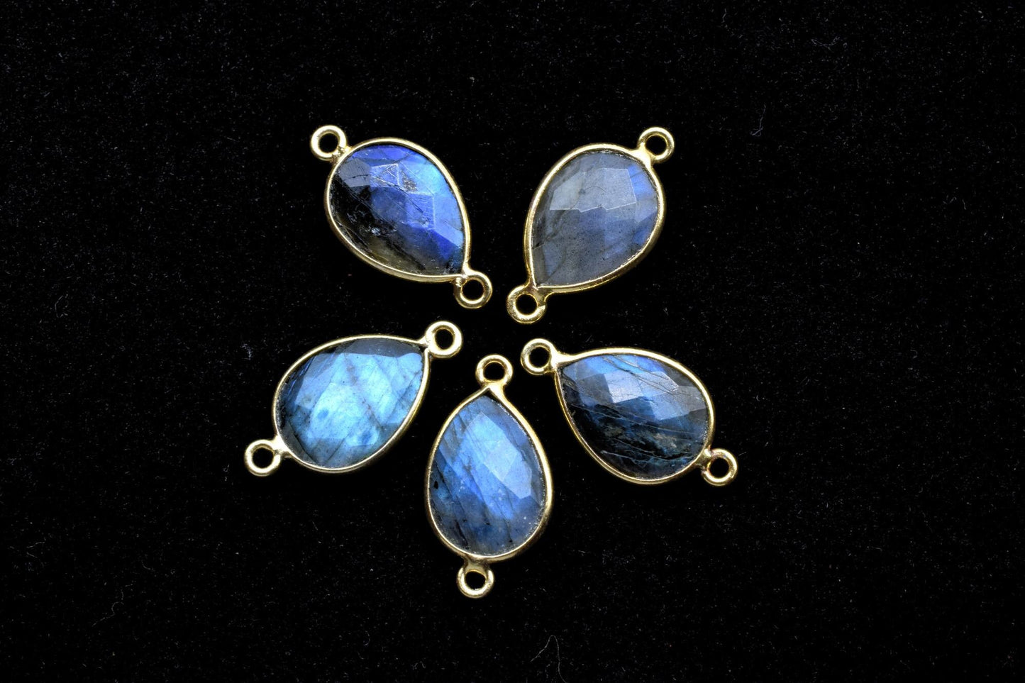 Labradorite 10x14mm Pear Double bail connectors,Labradorite Gold pendant,Labradorite Gold Plated bezel,jewelry making charms crafts,jewelry