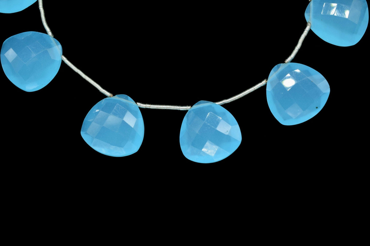 Blue Chalcedony 14mm trillion Shape Briolettes,Side drilled Briolette,Jewelry making supplies,craft supplies,Blue Chalcedony Briolettes,boho