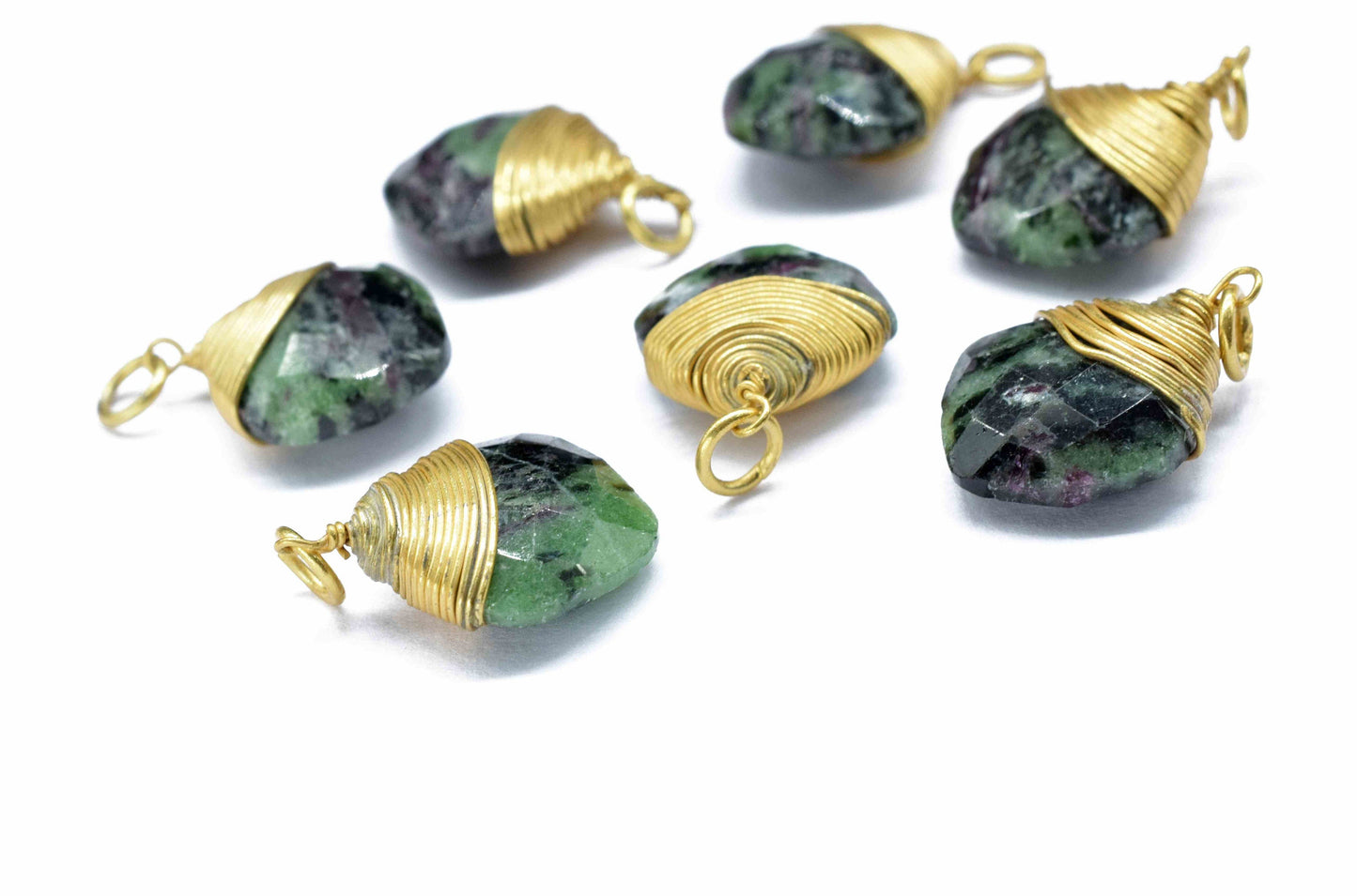 Ruby Zoisite Square Faceted Connector,Gemstone Wire Wrapped Pendant,Loop Connector,Pendant Jewelry,Wire Wrapped Necklace,Zoisite Jewelry,
