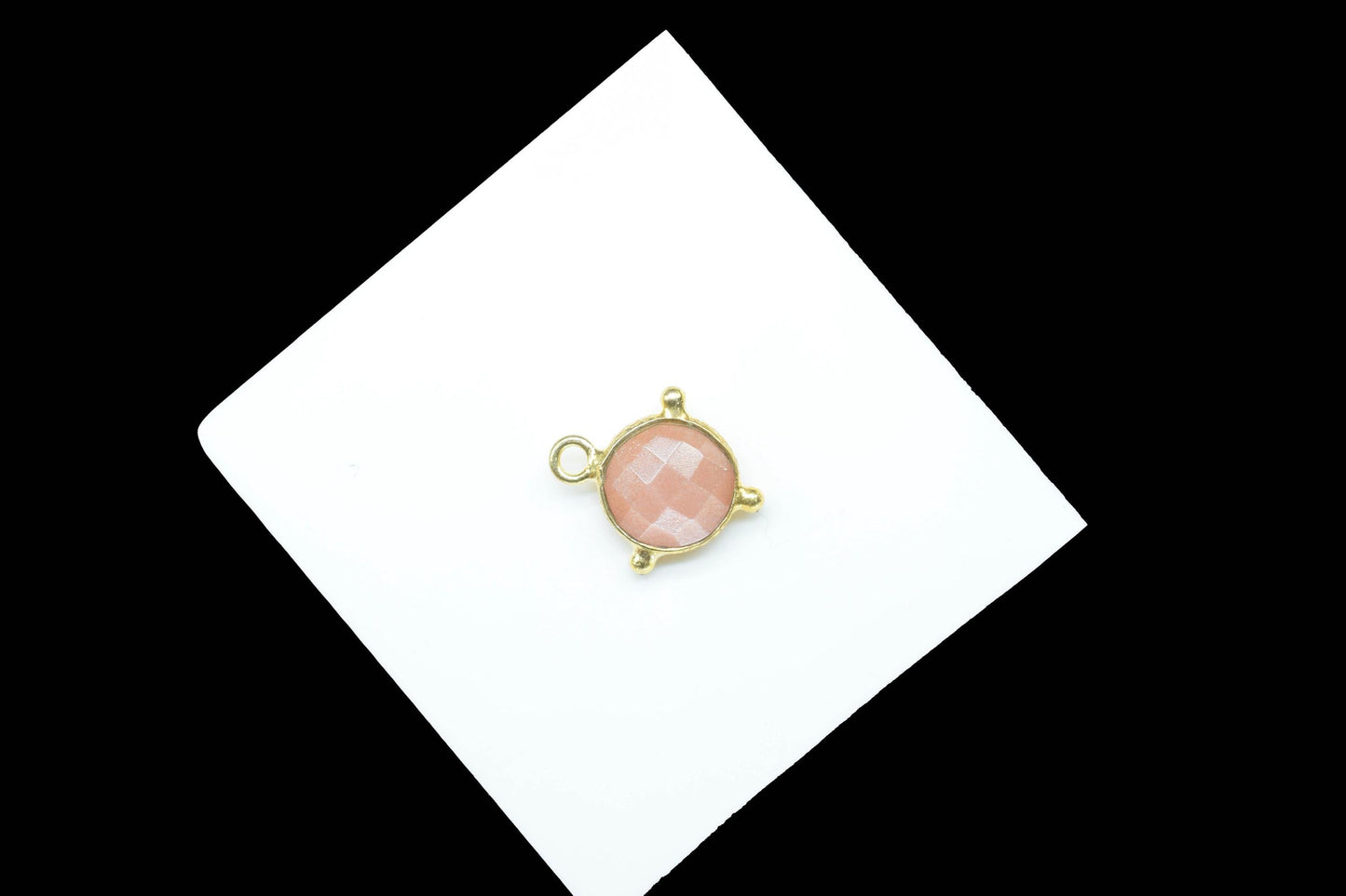 Peach Moonstone Pendant/Gemstone Component/Round Shape Charm/Single Bail Charms/Wholesale Supply/Gold Plated Jewellery/Moonstone Chamrs