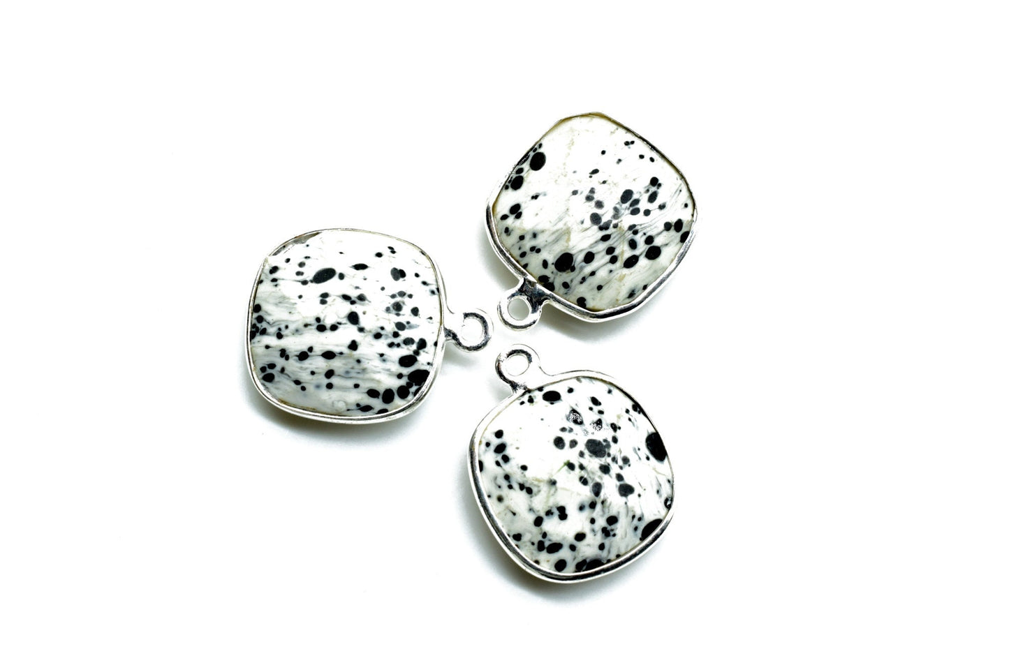 Dendrite Opal 14mm Cushion Single loop connectors,Dendrite Opal Bezel Findings Cushion Charm,Dendrite Opal Cushion Shape silver Plated charm