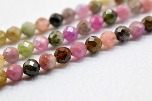 Multi Tourmaline Beaded Pendant,Beaded Tourmaline Bar Necklace,dainty beaded pendant,October Birthstone pendant,Tourmaline Jewelry,Mom'Gift