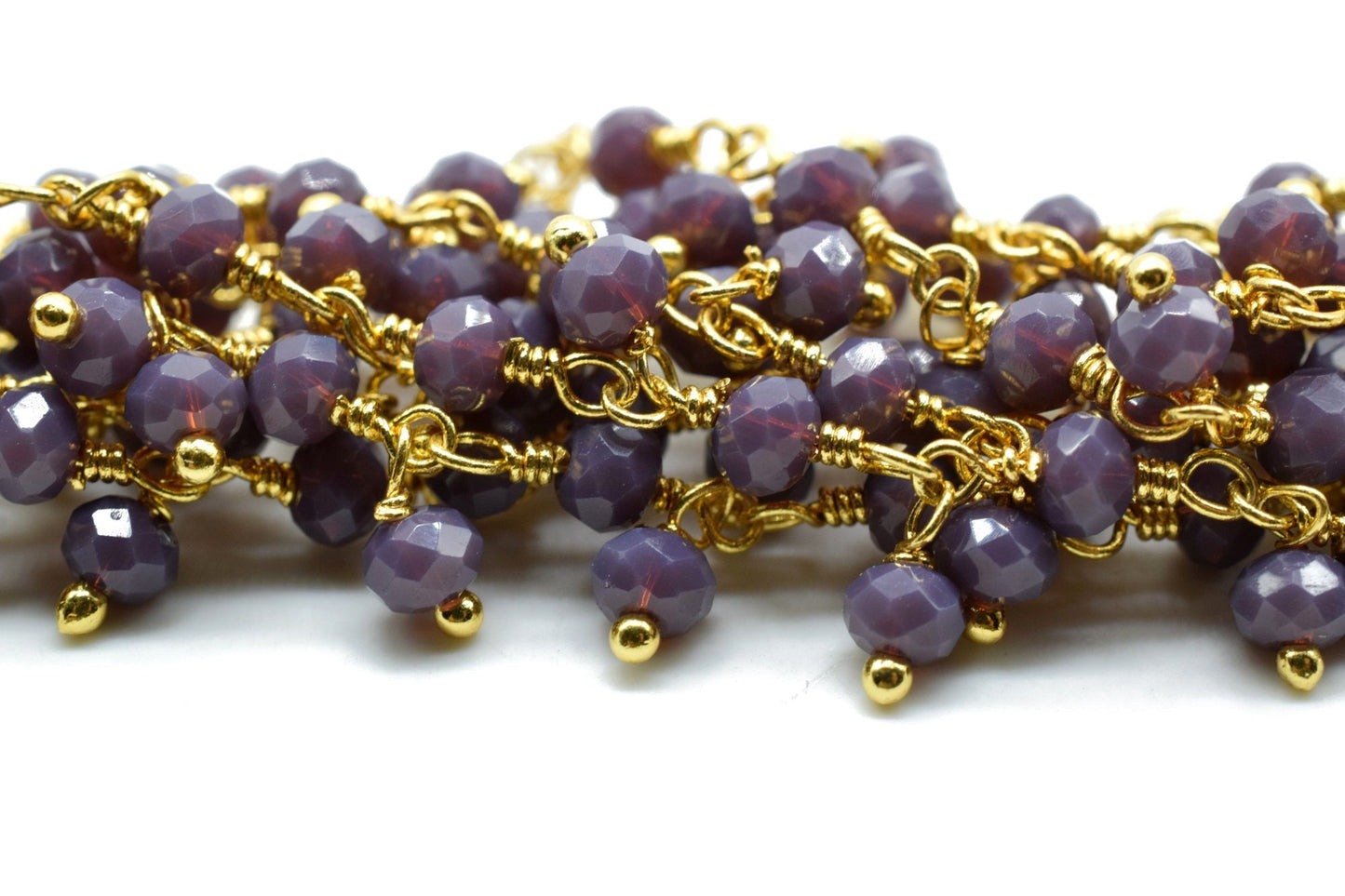Purple Chalcedony Cluster Rosary Chain,Handmade Jewelry Making Wire Wrapped Beaded Chain By Foot, Necklace, Chalcedony CLUSTER Rosary chain