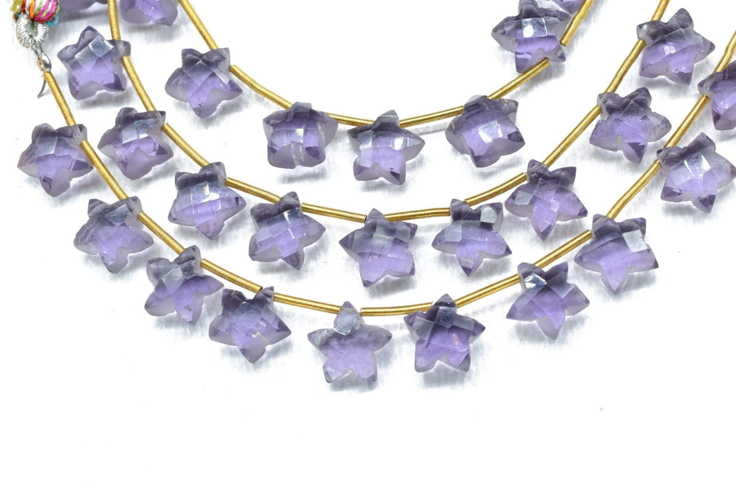 Amethyst Star Shape Faceted Briolette| Carved Drill Star Briolette 4 inch Strand | 10 Pieces | Side Drill |Gemstone Beads for jewelry making