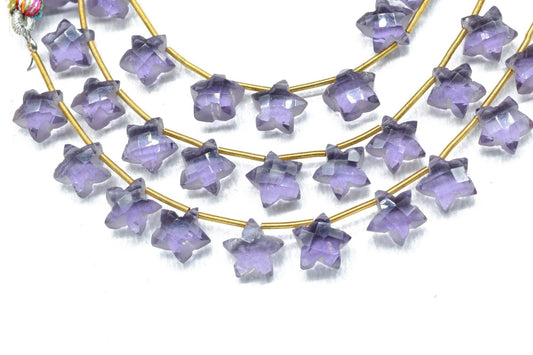 Amethyst Star Shape Faceted Briolette| Carved Drill Star Briolette 4 inch Strand | 10 Pieces | Side Drill |Gemstone Beads for jewelry making