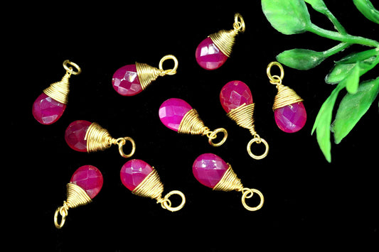 Pink chalcedony Faceted Connector,7x10mm Connector,Pendant Jewelry,Gemstone,Wire Wrapped Pendant,Wire Wrapped Necklace,hot pink chalcedony