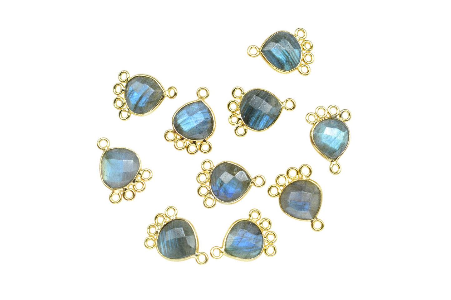 Labradorite Heart Shape Pendant/Gold Plated Charms Jewelry/Handmade Connector Jewelry/Connector Charms/Station Bezel Link Supplies/Gift