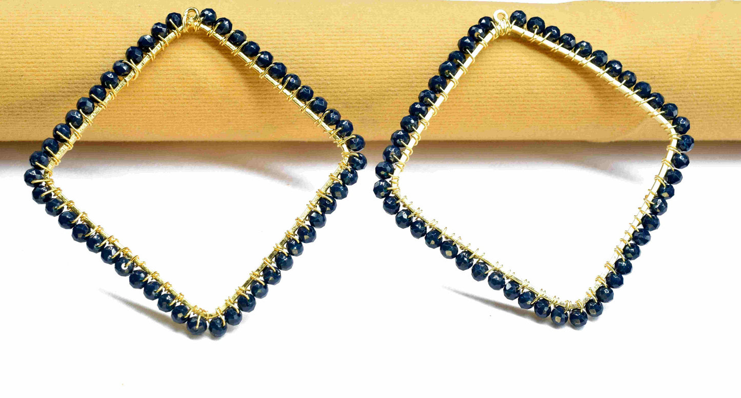 Black Onyx Beaded Earring Connector,Gemstone Wire Wrapped Components,Dangle Earring Component,Finding Necklace,Pendant Jewelry Connectors,