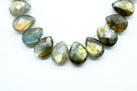 Labradorite 9x13mm Faceted Pear Briolettes,Labradorite Faceted Briolettes,Calibrated Gemstone, Labradorite Pear Briolette,wholesale beads