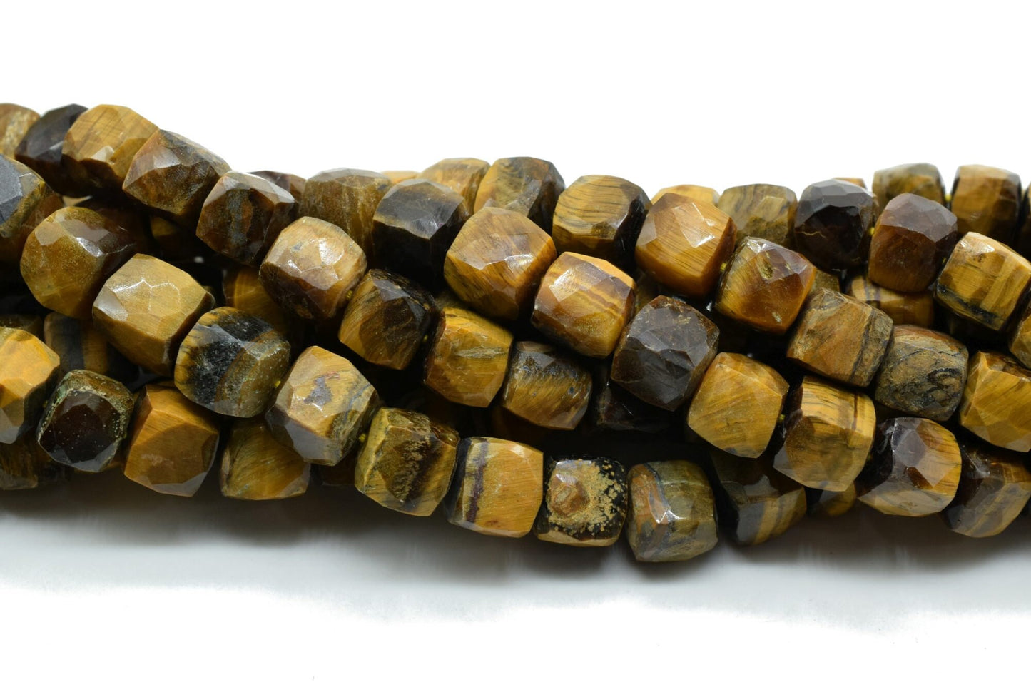 Tiger Eye 7mm faceted Cube Beads,Tiger Eye Box Bead,Tiger Eye briolette,Tiger Eye 3D Cube Box 8" strand,Tiger eye jewelry,jewels making bead