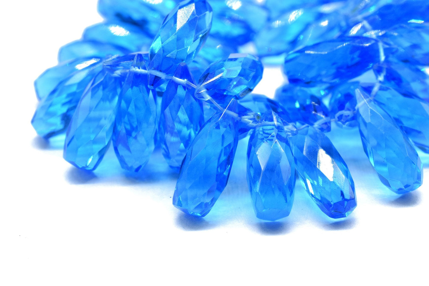 Natural Blue Topaz Teardrop 6x16mm Briolettes, Gemstone Teardrop Briolettes, Super Blue Topaz Briolettes, Jewelry Making Briolettes Drops