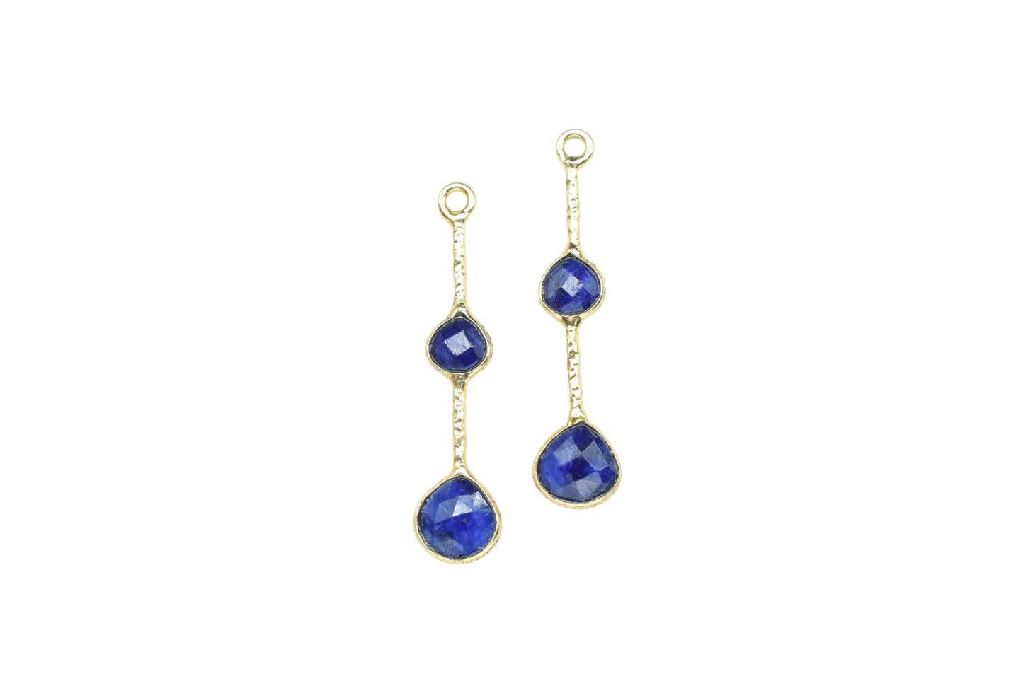 Blue Sapphire Gemstone Heart Shape Faceted Bezel Connector/Jewelry making Stone/Handmade Jewelry/Long Gemstone Pendant/Sapphire Bezel Charm