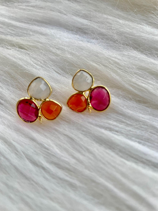 Rainbow Moonstone Oval Shape Earring Connector,Earring Making Connectors,multi stone connectors post studs,tourmaline studs,Carnelian studs