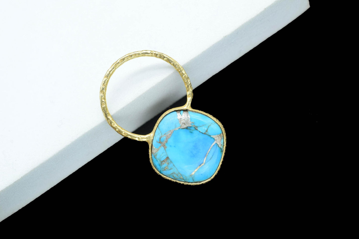Turquoise Pendant/Gemstone Component/Single Bail Charm/Necklace Pendant/Cushion Shape Charm/Wholesale Supply/Gold Plated Jewellery/Gift