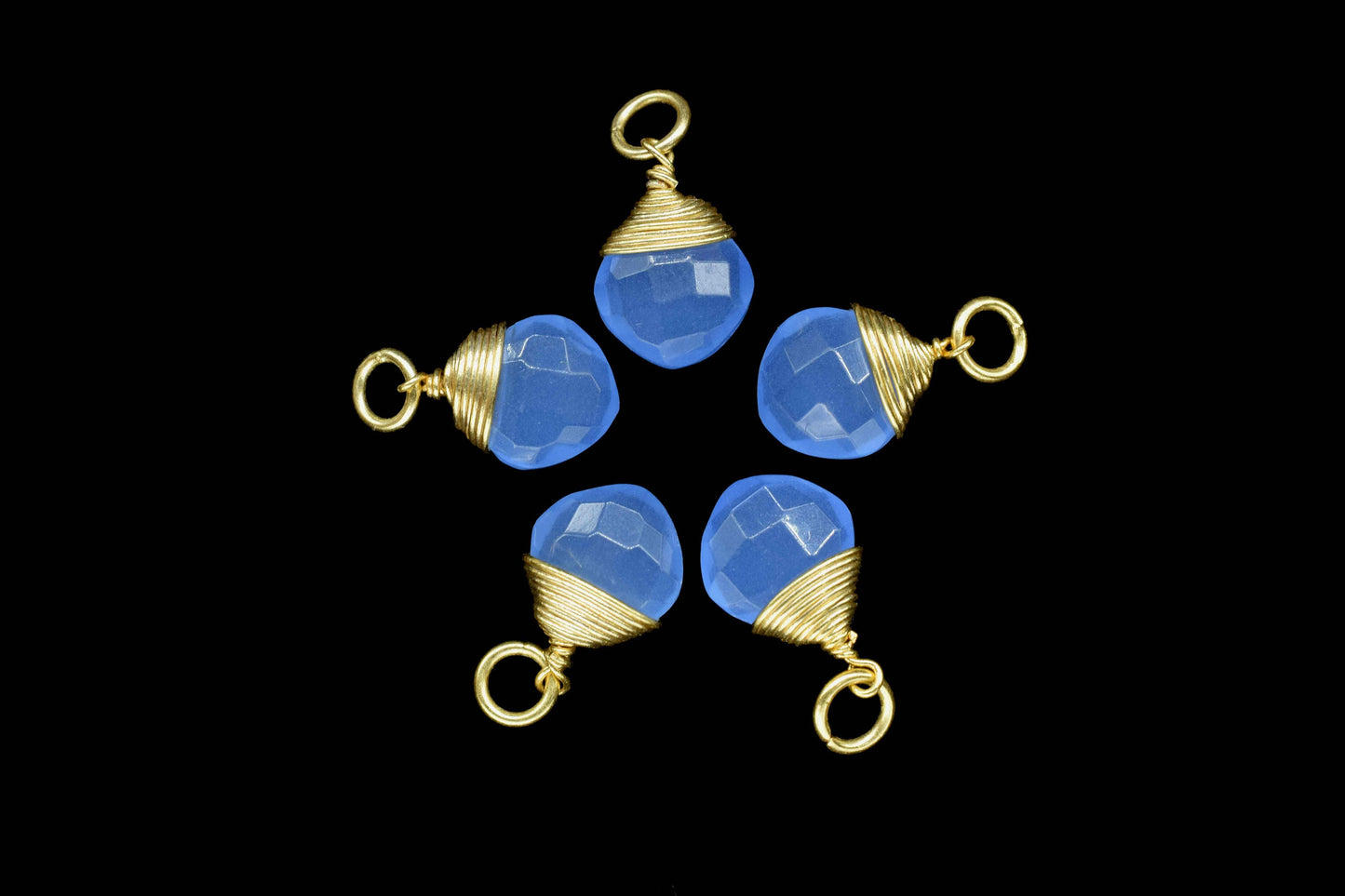 Blue Chalcedony Faceted Square Connectors,Wire Wrapped Gemstone Pendant,loop Connector,Wire Wrapped Necklace,Blue Quartz Jewelry making,Gift