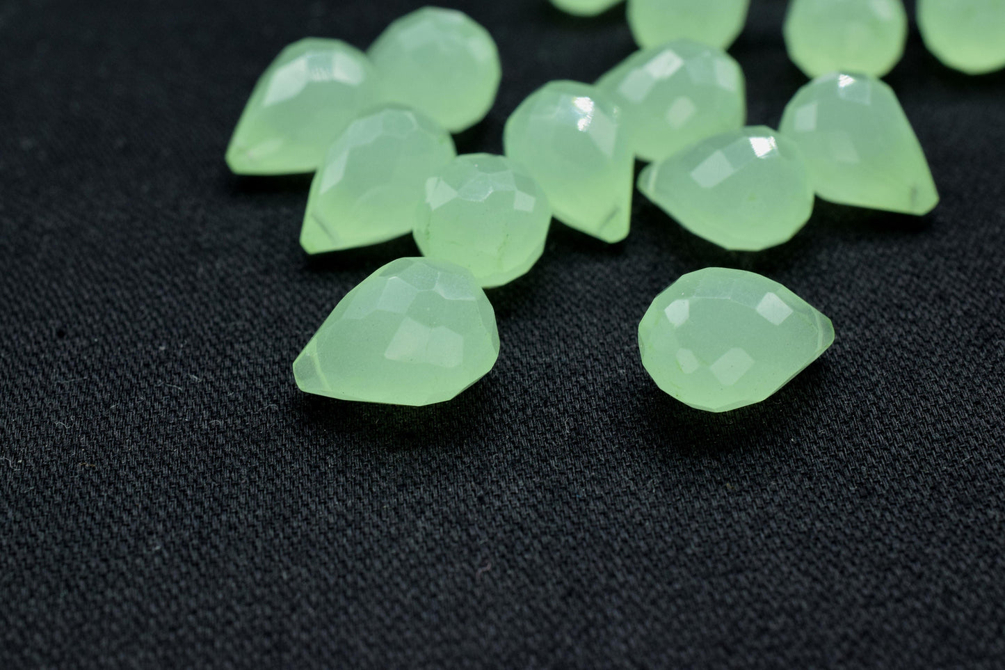 Prehnite Faceted drops Shape Briolette,10x14mm Drop Beads,Prehnite Faceted Teadrop Briolette , AAA Quality Briolette Beads.jewelry beads