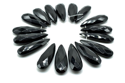 Black onyx Long drop 10x30mm Briolettes,Black onyx T drilled Briolette,Tear Drop Briolettes,jewelry supplies,Top Quality Briolette,Jewelry