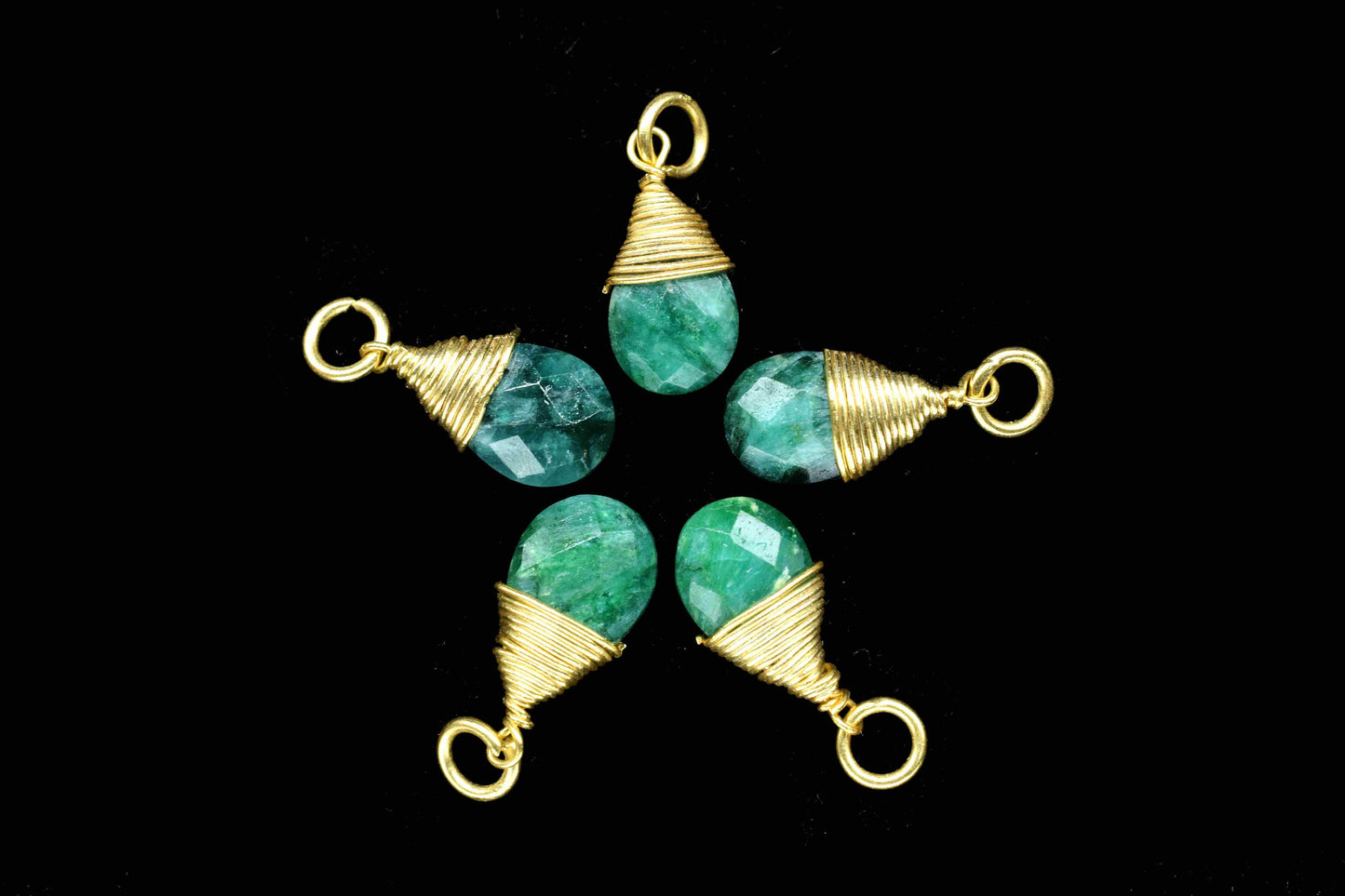 Natural Emerald Faceted Connector,7x10mm Connector,Pear Pendant Jewelry,Gemstone Wire Wrapped Pendant,Wire Wrapped Necklace,Emerald Jewelry,