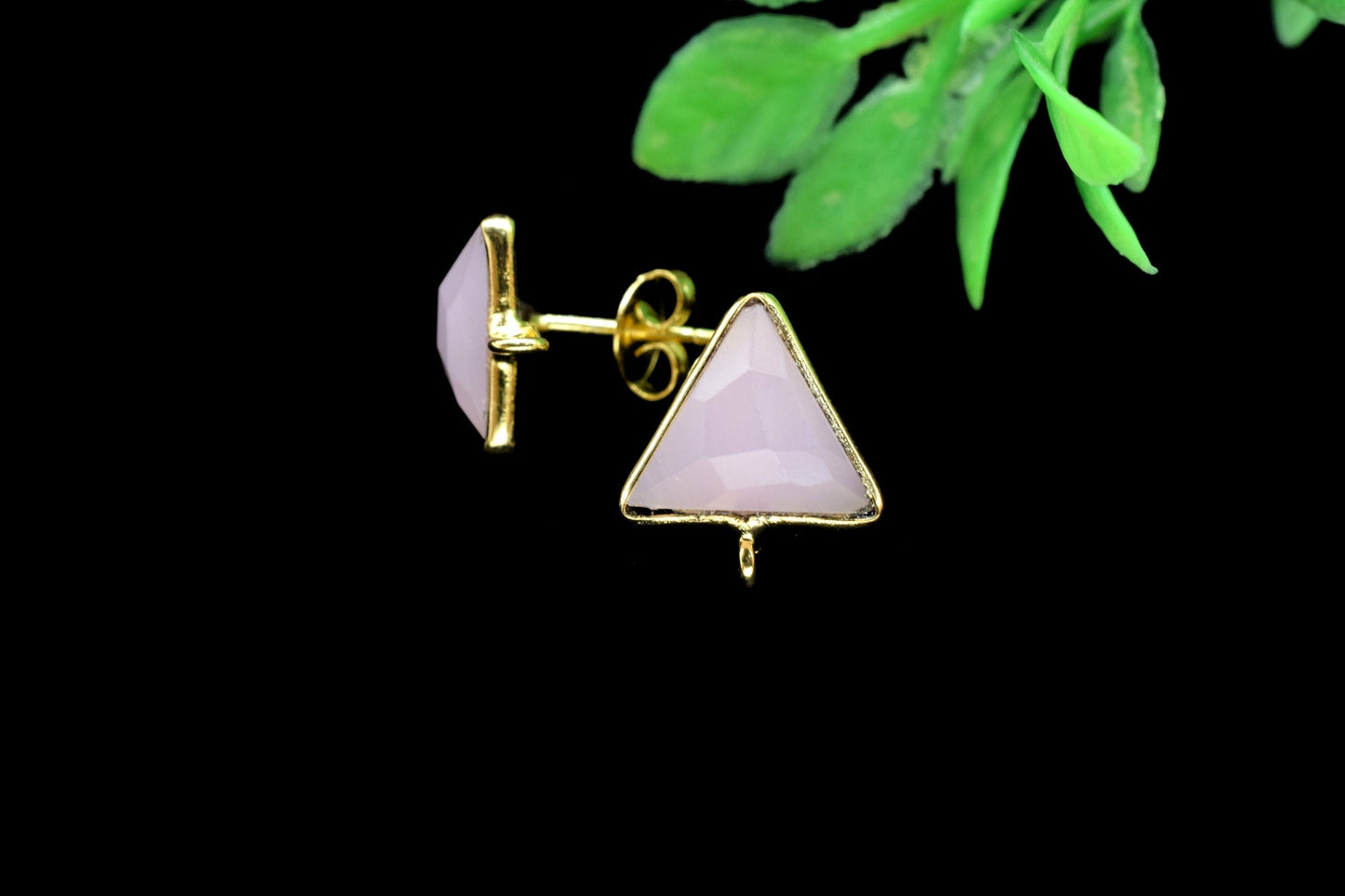Pink Chalcedony Earring Connector,Jewelry Craft Supplie,Earring connectors post stud,Jewelry Supplies,Earring Making Connector,Connector